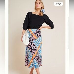 Anthropologie Corey Lynn Calter Bias Midi Skirt - abstract pattern